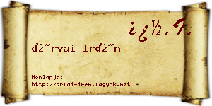 Árvai Irén névjegykártya